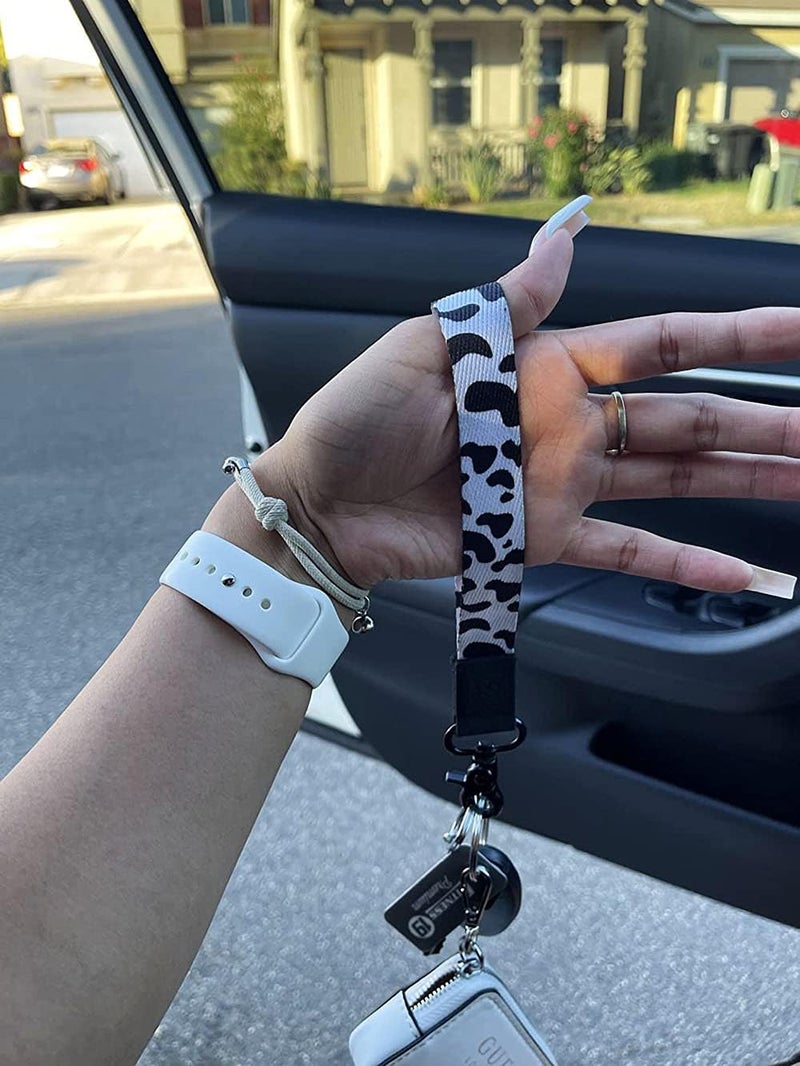 DQL cow key lanyard for women, short lanyard for keys, key chain wristlet strap, cute keychains for car keys(COW) - Image 3